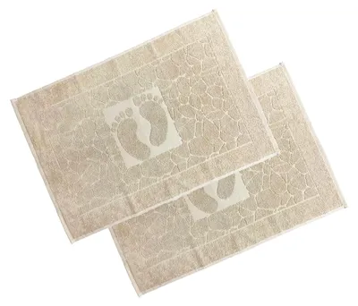 Image de Ensemble de tapis de bain OGER, 2 pièces, tapis de douche et tapis de bain en tissu éponge, lavables, 600 g/m², 100 % coton, absorbants et à séchage rapide, 50 x 70 cm, beige sable
