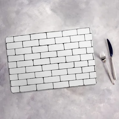 Produktbild von Tischset 4x45x30 cm + 10fi cm Platzset Tischmatte Platzmatte Untersetzer - weißer Backstein Ziegel