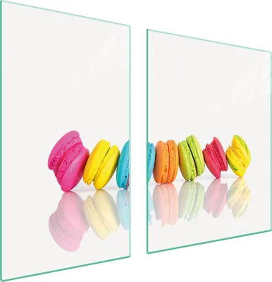 Produktbild von Herdabdeckplatten 2 teilig 100x52 Glaskeramikkochfeld Abdeckung Glas Schneidebrett Essen Bunt