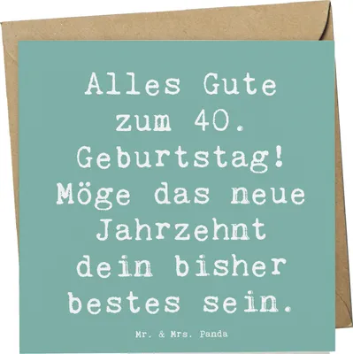 Produktbild von Mr. & Mrs. Panda Klappkarte Spruch 40. Geburtstag Alles Gute - Meeresbrise - Geschenk, doppelkarte, Grußkarte, besondere Geschenke, Glückwunschkarte, Glückwunsch