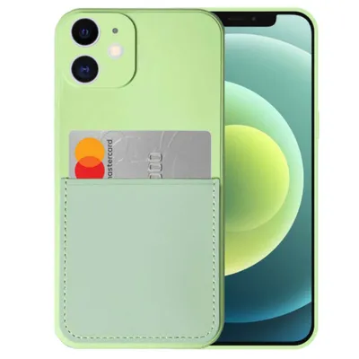 Obrázek produktu pro Silikonové pouzdro Smartphonica pro iPhone 12 s držákem na karty a měkkým vnitřkem - zelené