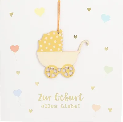 Produktbild von Depesche Klappkarte mit Anhänger : Zur Geburt alls Liebe! Karte mit Anhänger: Zur Geburt alls Liebe!
