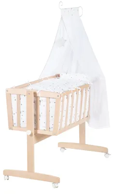 Produktbild von roba Babywiege 40 x 90 cm Sternenzauber grau - 2 in 1 Stubenwagen & Wiege - Bett Set komplett mit Feststellfunktion inkl. textiler Ausstattung