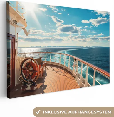 Produktbild von MuchoWow® - Leinwandbilder - Boot - Wasser - Meer - Segeln - Sonne - Maritim, Wandbild, Wanddeko Bilder Wohnzimmer, 30x20 cm