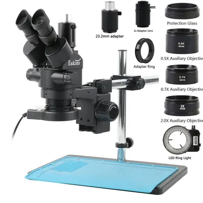 Image de Microscope stéréo zoom 3,5X-90X avec éclairage annulaire LED - Idéal pour les travaux de précision