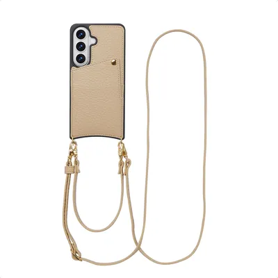 Produktbild von Selencia Nova Handyhülle mit Kordel und Kartenhalter für das Samsung Galaxy S26 – Beige