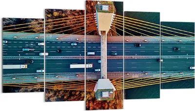 Produktbild von Bild auf Leinwand - Leinwandbild - 5 Teile - Brücke Siekierkowski Warschau - 160x85cm - Wand Bild - Wanddeko - Wandbilder - Leinwanddruck - Bilder - Wanddekoration - Leinwand bilder - EA160x85-4663