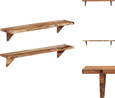 Image de vidaXL Étagère murale 2 pcs. 110x20x18 cm bois massif acacia - Étagères murales