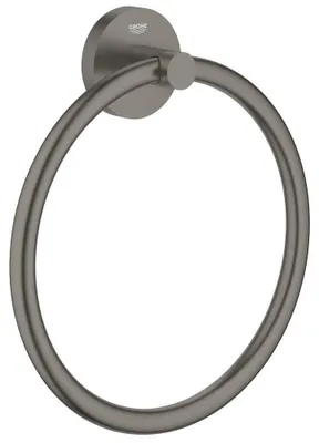 Produktbild von GROHE Start, Handtuchring ohne Bohren (Handtuchhalter rund, zum Kleben oder Bohren, inkl. Schrauben & Dübel, ohne Kleber, 5kg belastbar, verdeckte Befestigung), Hard Graphite, anthrazit, 41174AL0