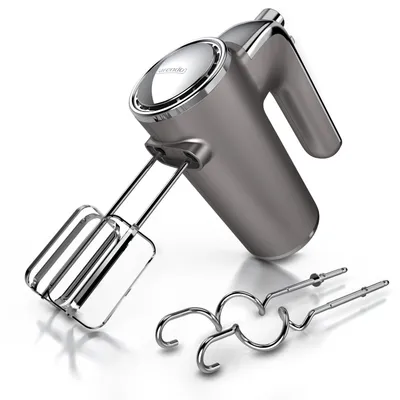 Produktbild von Arendo Elektrischer Handmixer – Handrührgerät Handrührer – 5 Geschwindigkeiten –inkl. 2 Rührbesen und 2 Knethaken aus Edelstahl – Soft Touch Gehäuse - Hakenentriegelung – Turbotaste