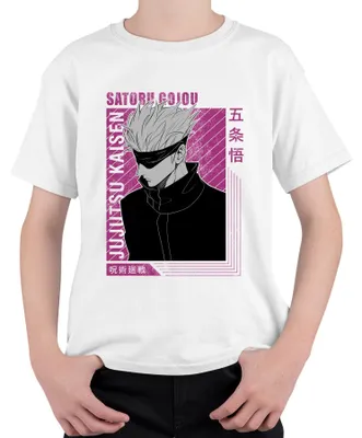Productafbeelding van Satoru Gojo Jujutsu Kaisen, wit haar, oogbind, fanartikel, cadeau, uni kinder T-shirt, wit, maat 104