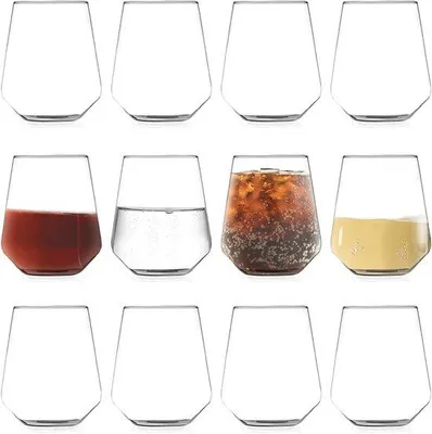 Image de Lot de 12 verres à eau modernes, 400 ml, en cristal