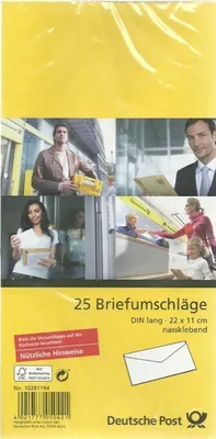 Produktbild von Deutsche Post 25 Umschläge DIN lang weiß nassklebend ohne Fenster