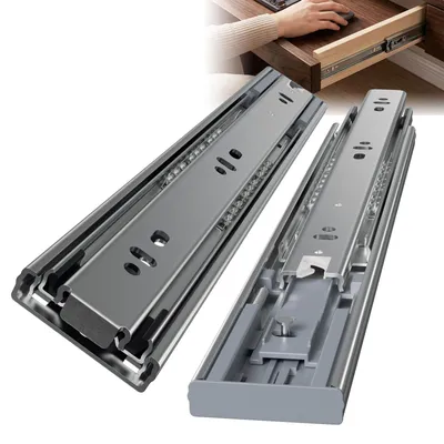 Image de Ikodm, 10 paires de rails de tiroir de 300 mm avec amortisseur, coulissement complet, système en 3 parties, coulisses silencieuses à billes pour meubles et tiroirs