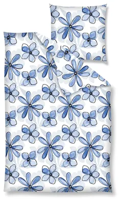 Produktbild von Nanette Renforcé Bettwäsche - blaue Blümchen 135 x 200 cm blaue Blümchen