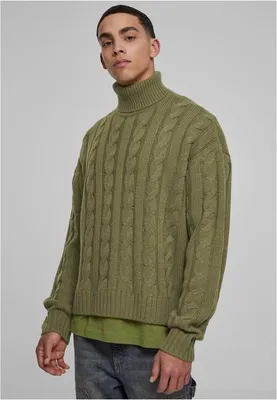 Obrázek produktu pro Pánský svetr Urban Classics Boxy Roll Neck Sweater tiniolive - L