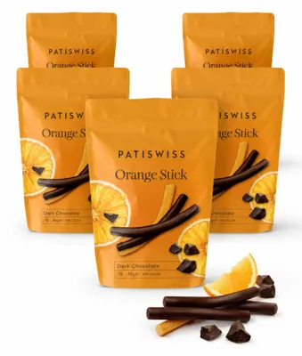 Immagine prodotto di Patislove, cioccolato fondente all'arancia, bastoncini di cioccolato, 80g – confezione da 5 (5 × 80 g)