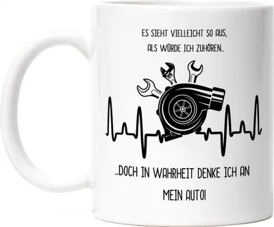 Produktbild von In Wahrheit Denke Ich An Mein Auto Tasse Weiß Autofans Benzin Im Blut Autonarr Liebhaber Autofreak Geschenkidee