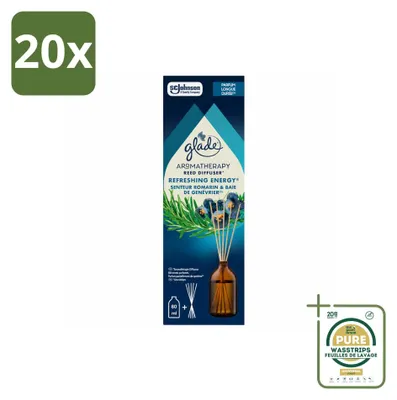 Zdjęcie produktu dla 20 sztuk dyfuzorów zapachowych Glade Aromatherapy, zapach "Odświeżająca energia" - 80 ml - zestaw ekonomiczny