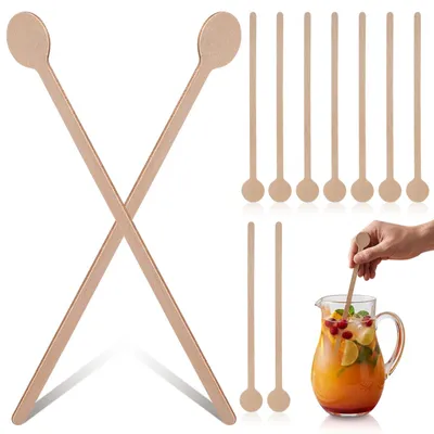 Holz-Kaffeerührstäbchen, 100 Stück, abgerundet, 18 cm