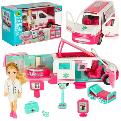 Image de Ambulance, ambulance mobile, hôpital, poupée, accessoires