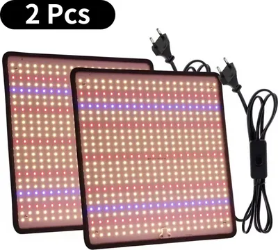 Immagine prodotto di Lampada LED per piante Grow Light - 1200 W, 2 pezzi - Spettro completo - Per piante da appartamento, ortaggi e fioritura - CA 85–265 V - Spina UE