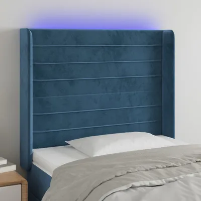 Produktbild von Möbel LED Kopfteil Dunkelblau 83x16x118/128 cm Samt - Bettkopfteil 3124222