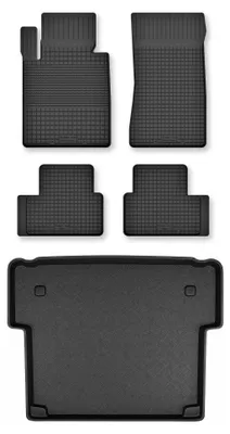 Image de Tapis en caoutchouc + bac de coffre pour BMW Seria 3 E91 2004-2011 (break) – 5 pièces, noirs, semi-universel, adapté
