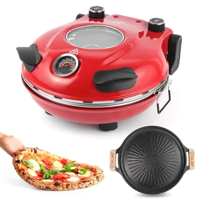 Pizzaofen 1200 W, 420 °C, 31 cm Keramikstein, rot
