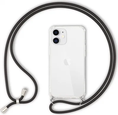 Produktbild von NALIA Handy Hülle mit Kette für iPhone 12/ iPhone 12 Pro, Hard Case Schutz Cover Schwarz
