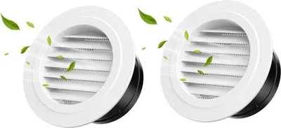Immagine prodotto di 2 griglie di ventilazione rotonde - Ventilazione per il bagno - Ø 100 - Rete inclusa - Bianco