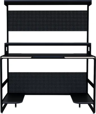 Produktbild von Möbilia Schreibtisch | mit Ablagen und Obergestell | MDF und Metallgestell | B 120 x T 70 x H 148 cm | 12020093 | Serie SCHREIBTISCH