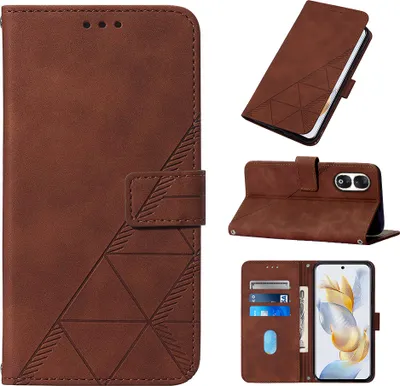 Produktbild von Hülle für Honor 90 Prägung Flip Leder Kartenfächer Schutzhülle mit Ständer Braun