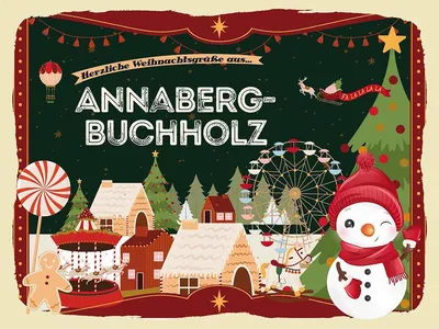 Produktbild von vianmo Holzschild 30x40 cm Weihnachtsgrüße aus ANNABERG-BUCHHOLZ Weihnachten