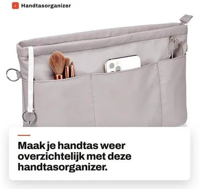 Produktbild von Nylon-Handtaschen-Organizer – Wasserdichte Tasche mit Schlüsselanhänger und Reißverschluss – Schwarz