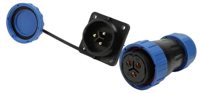 Obrázek produktu pro 3-pólový konektor, vodotěsný dle normy IP68, 45A, určený pro venkovní použití, kabelová spojka
