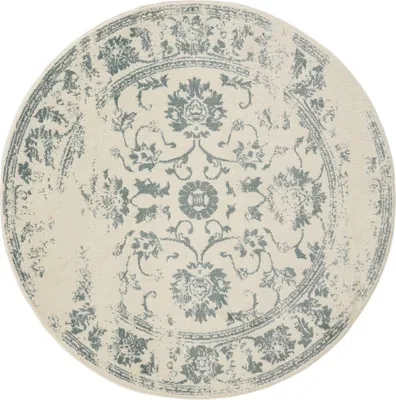 Produktbild von benuta Vintage Teppich Wohnzimmer Suki Creme/Mint ø 120 cm rund Wohnzimmerteppich Schlafzimmer weich orientalisch