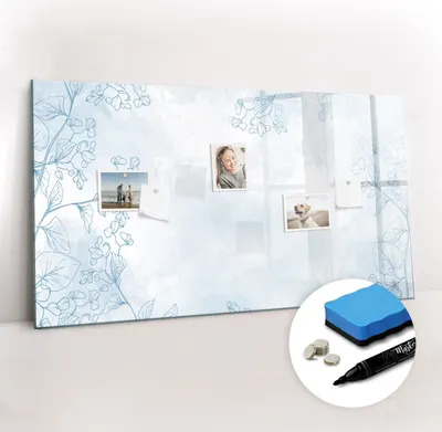 Produktbild von Magnetpinnwand Memoboard - Zubehörsatz - Schwarzer Marker + Schwamm + Magnete - 120 x 60 cm - Pflanzenskizze