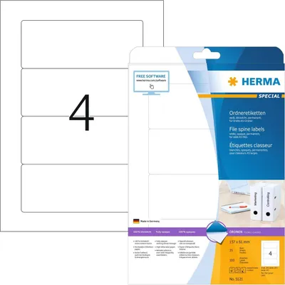 Immagine prodotto di Etichette per cartelle A4 bianco 157x61 mm carta opaca 100 pz.