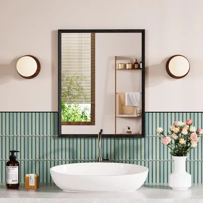 Immagine prodotto di Specchio da parete nero, 45x65 cm, con cornice rettangolare