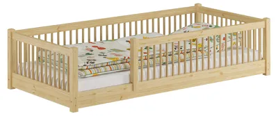 Produktbild von Kinderbett niedriges Bodenbett Kiefer natur 90x200 Kleinkinder Laufstall ähnlich V-60.65-09ohne Zubehör