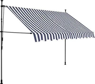 Produktbild von vidaXL Einziehbare Markise Handbetrieben mit LED 300 cm Blau und Weiß
