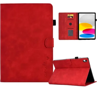 Zdjęcie produktu dla Etui ochronne do iPada 10. generacji (2022), 10,9 cala, wykonane z materiału przypominającego skórę PU, bardzo cienkie, kolor czerwony
