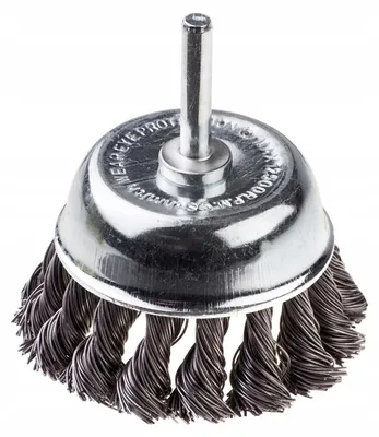Imagen del producto de Cepillo de limpieza Schmith, diámetro 60 mm, vástago de 6 mm, alambre de acero trenzado. Cepillo de alambre para amoladoras angulares y herramientas rotativas