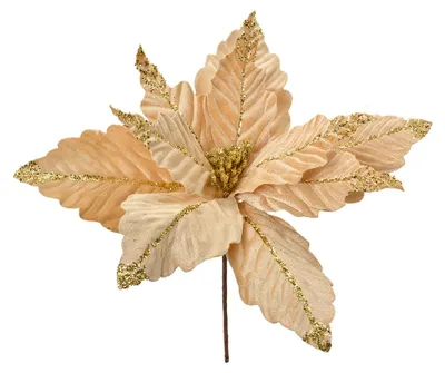 Image de Clayre & Eef Plante artificielle Étoile de Noël Ø 36x36 cm Beige Plastique
