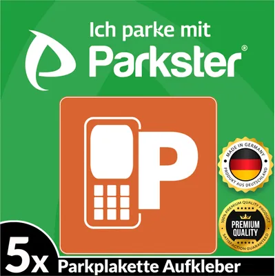 Produktbild von 5x PARKSTER Parkplakette Hinterglasaufkleber Ticket Aufkleber Parkster Vignette KFZ Auto Park APP Sticker (6 x 6 cm, UV Schutz, wiederablösbar)