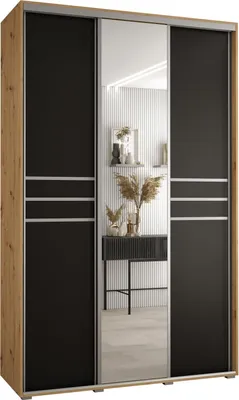 Produktbild von MEBLE KRYSPOL Cannes 11 Schrank mit 3 Schiebetüren - 205,2x160x45 cm - Artisan Schwarz Silber