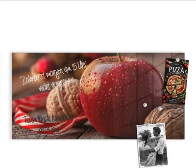 Produktbild von Magnettafel 100x50cm Pinnwand Whiteboard beschreibbar - Apfel und Nüsse