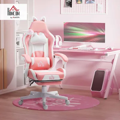 Immagine prodotto di Sedia da gaming - Sedia per giocatori - Sedia da ufficio - Sedia per scrivania - Sedia girevole - Design con orecchie da gatto