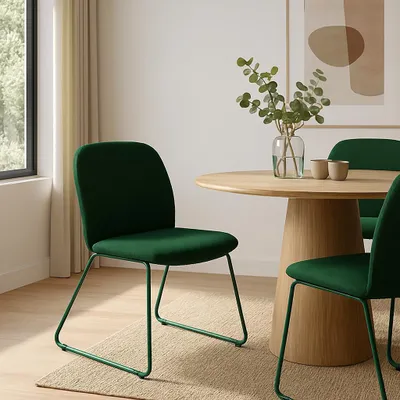 Produktbild von Stapelbar Lexo Stuhl dunkelgrün  mit Metallgestell, für Esszimmer und Küche